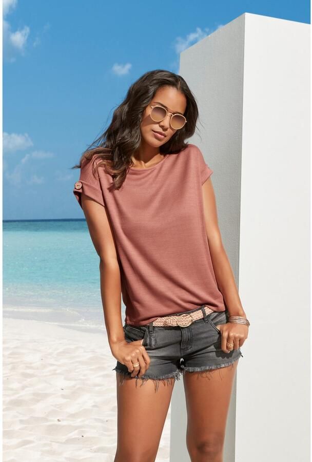 Lascana Shirt met korte mouwen Met knoopdetail aan de mouwafsluiting (set 1-delig) - Foto 4