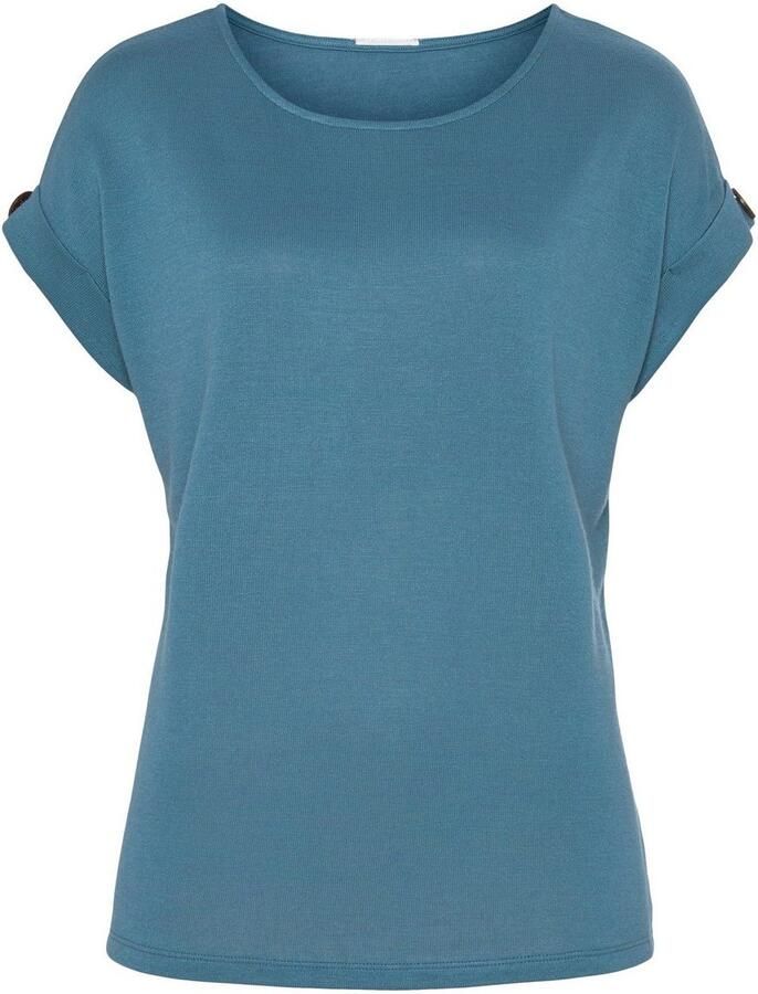 Lascana Shirt met korte mouwen Met knoopdetail aan de mouwafsluiting (set 1-delig)