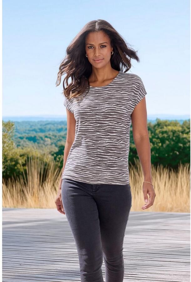 Lascana Shirt met korte mouwen Met modieus zebra-patroon - Foto 3