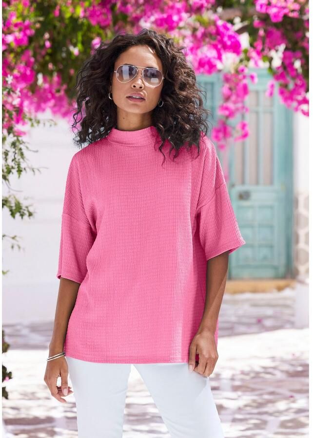 Lascana Shirt met korte mouwen Met opstaande kraag van kreukvrije crêpe-kwaliteit - Foto 2