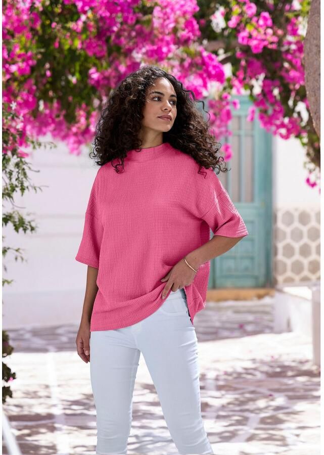 Lascana Shirt met korte mouwen Met opstaande kraag van kreukvrije crêpe-kwaliteit - Foto 3