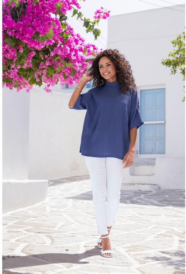 Lascana Shirt met korte mouwen Met opstaande kraag van kreukvrije crêpe-kwaliteit (Set van 2) - Foto 2