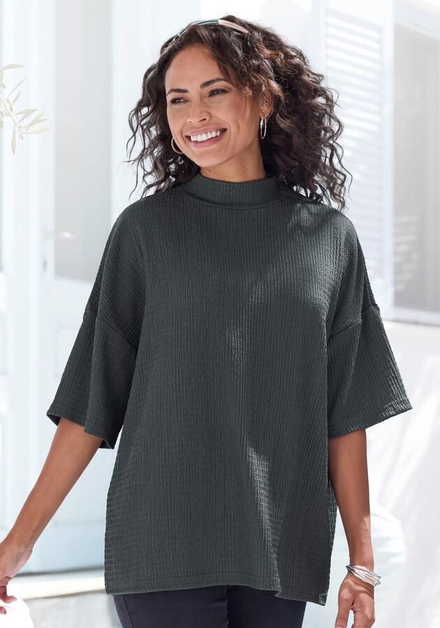 Lascana Shirt met korte mouwen Met opstaande kraag van kreukvrije crêpe-kwaliteit - Foto 5