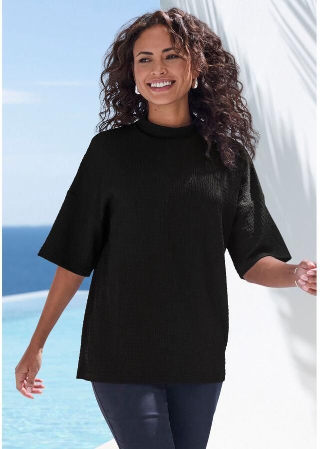 Lascana Shirt met korte mouwen Met opstaande kraag van kreukvrije crêpe-kwaliteit - Foto 3