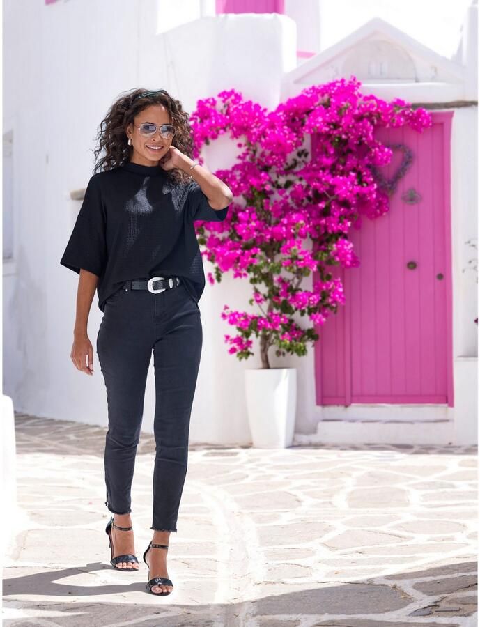 Lascana Shirt met korte mouwen Met opstaande kraag van kreukvrije crêpe-kwaliteit - Foto 2