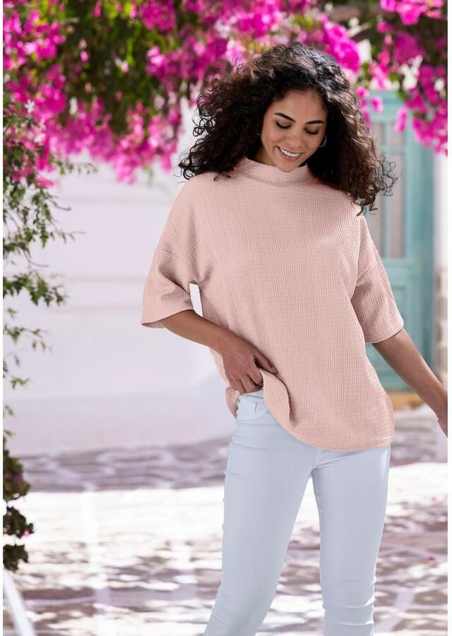 Lascana Shirt met korte mouwen Met opstaande kraag van kreukvrije crêpe-kwaliteit - Foto 3