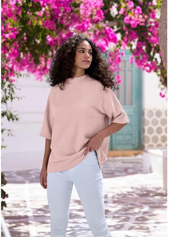 Lascana Shirt met korte mouwen Met opstaande kraag van kreukvrije crêpe-kwaliteit - Foto 2