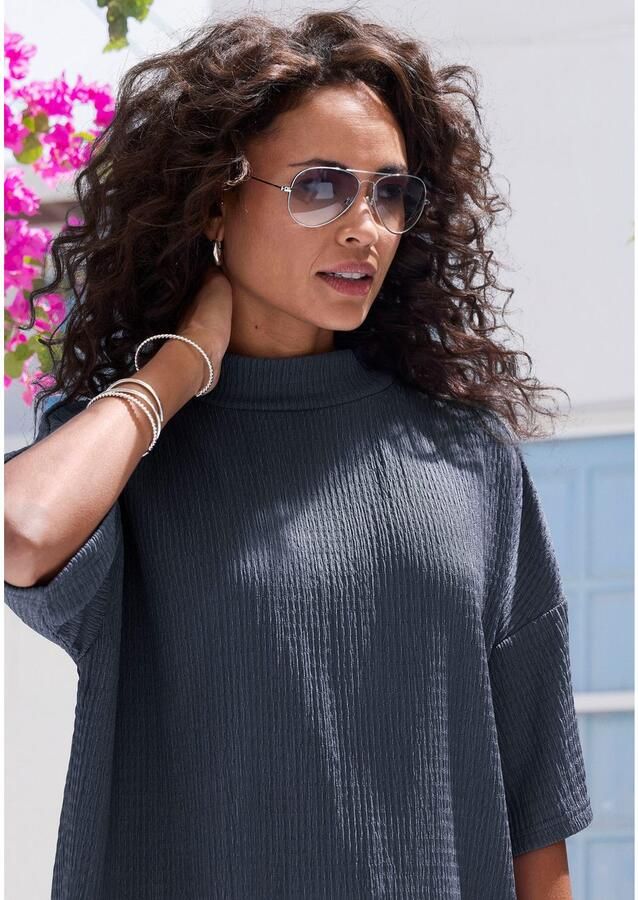 Lascana Shirt met korte mouwen Met opstaande kraag van kreukvrije crêpe-kwaliteit - Foto 3