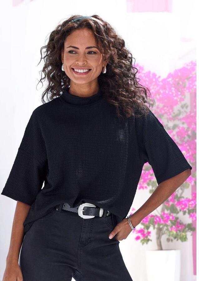 Lascana Shirt met korte mouwen Met opstaande kraag van kreukvrije crêpe-kwaliteit (Set van 2) - Foto 2