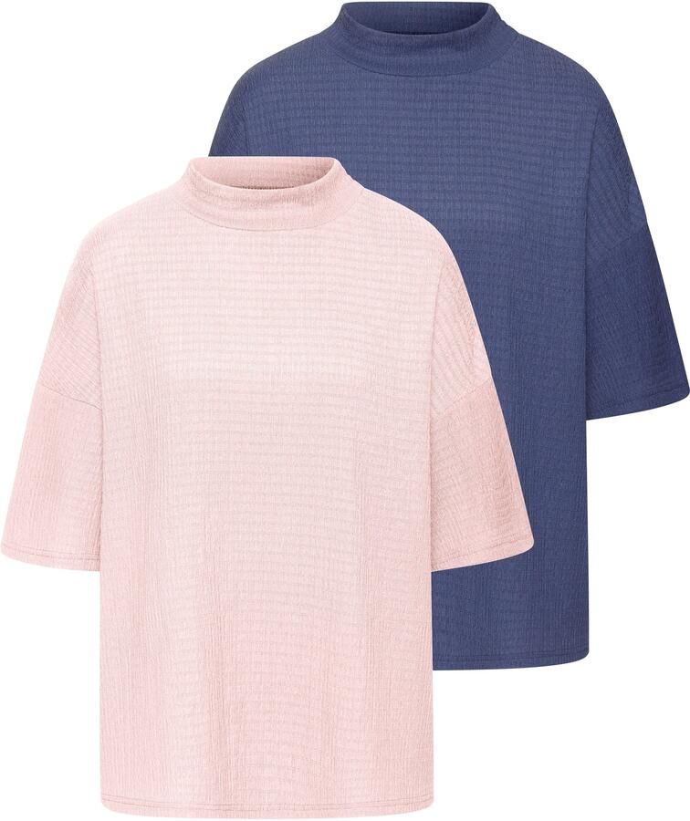 Lascana Shirt met korte mouwen Met opstaande kraag van kreukvrije crêpe-kwaliteit (Set van 2) - Foto 7