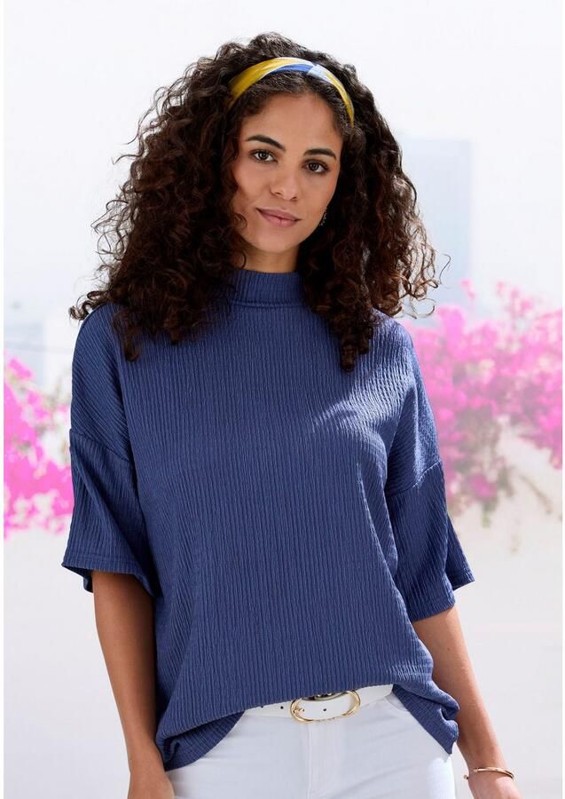 Lascana Shirt met korte mouwen Met opstaande kraag van kreukvrije crêpe-kwaliteit (Set van 2) - Foto 3