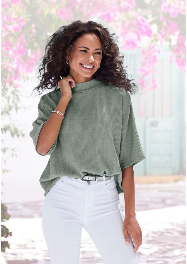 Lascana Shirt met korte mouwen Met opstaande kraag van kreukvrije crêpe-kwaliteit (Set van 2) - Foto 2