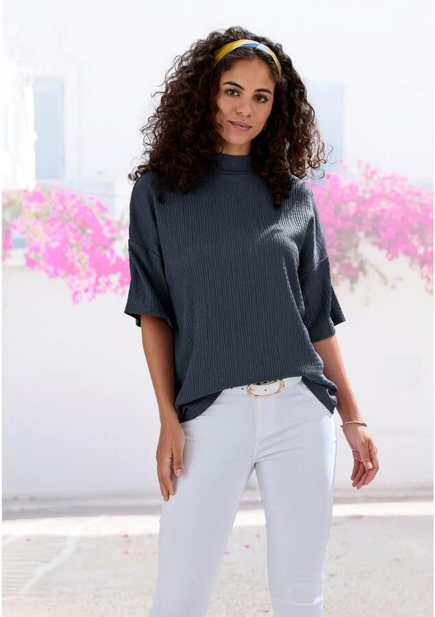 Lascana Shirt met korte mouwen Met opstaande kraag van kreukvrije crêpe-kwaliteit (Set van 2) - Foto 5