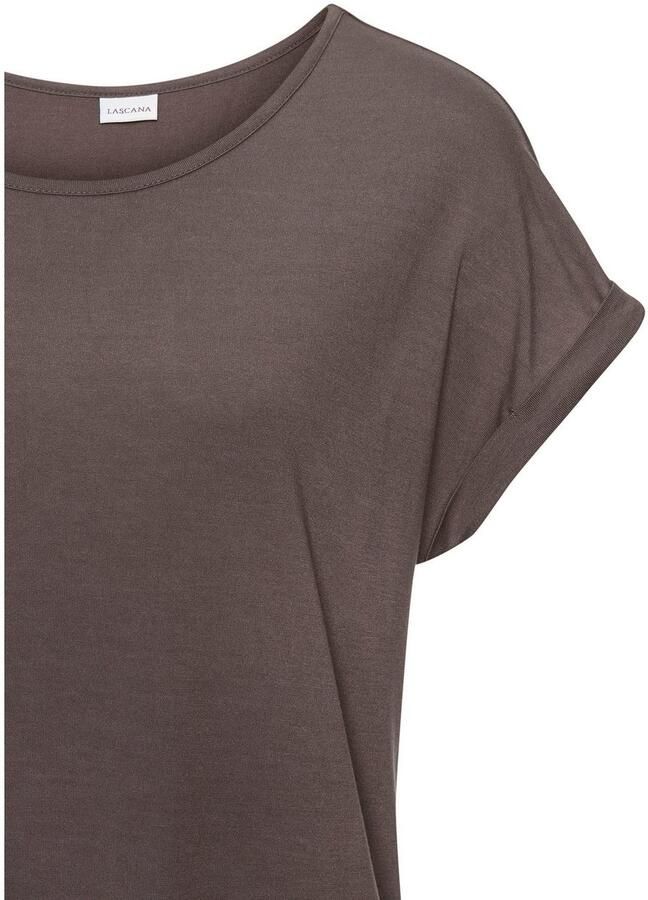 Lascana Shirt met korte mouwen met ronde halslijn jersey stof mouwomslag basic