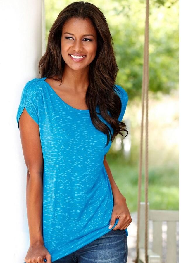 Lascana Shirt met korte mouwen Met schouderrimpeling van zachte viscosekwaliteit - Foto 2