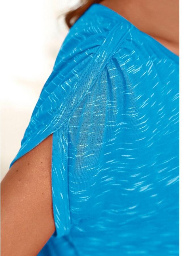 Lascana Shirt met korte mouwen Met schouderrimpeling van zachte viscosekwaliteit