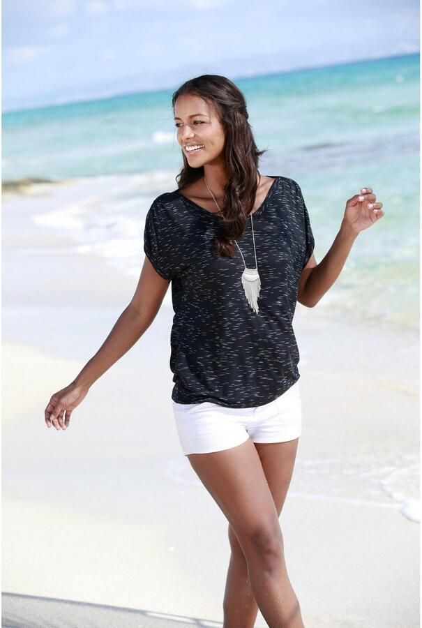 Lascana Shirt met korte mouwen Met schouderrimpeling van zachte viscosekwaliteit - Foto 2