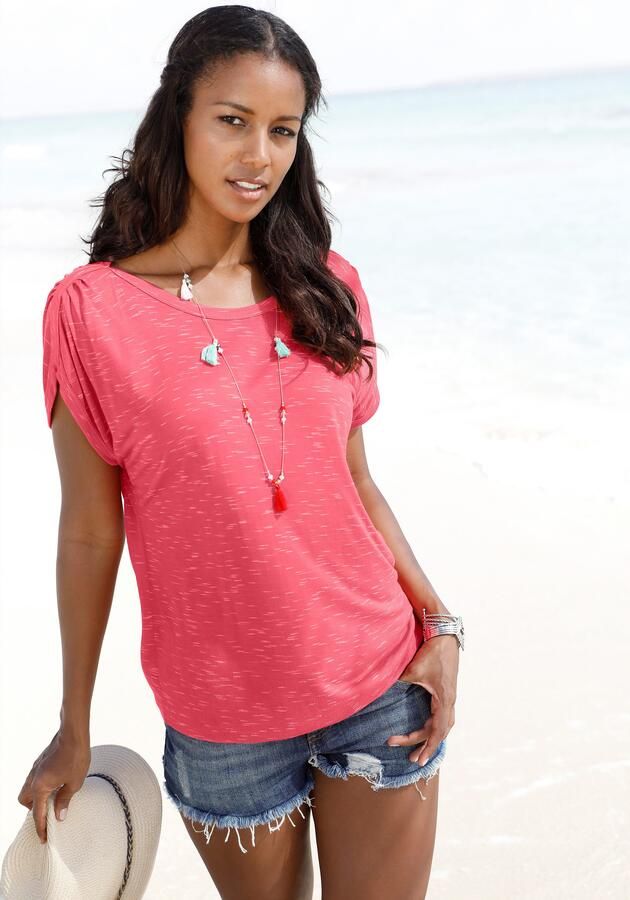 Lascana Shirt met korte mouwen Met schouderrimpeling van zachte viscosekwaliteit - Foto 2