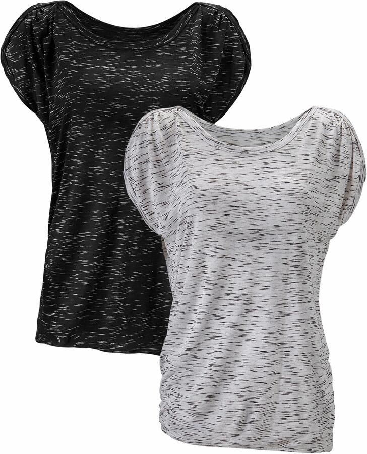 Lascana Shirt met korte mouwen Met schouderrimpeling van zachte viscosekwaliteit (Set van 2) - Foto 5