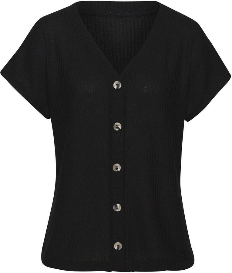 Lascana Shirt met korte mouwen Met sierknoopsluiting van zachte piquékwaliteit (1-delig)