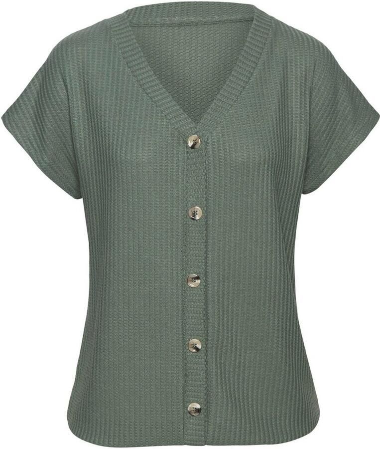 Lascana Shirt met korte mouwen Met sierknoopsluiting van zachte piquékwaliteit (1-delig)