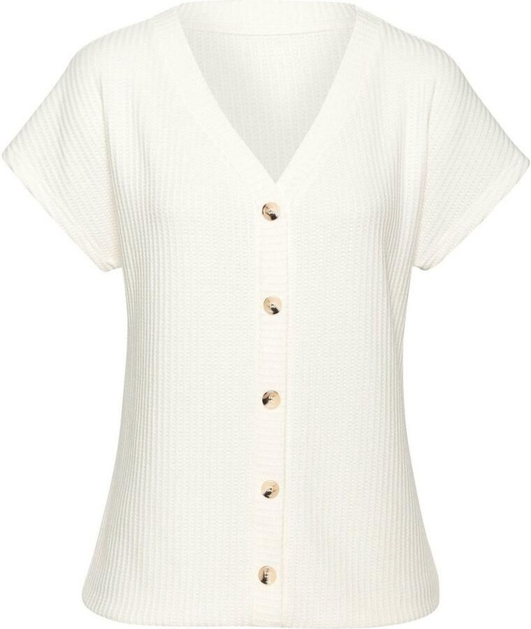 Lascana Shirt met korte mouwen Met sierknoopsluiting van zachte piquékwaliteit (1-delig)