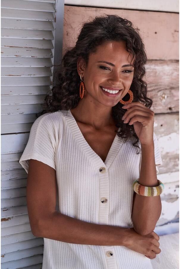 Lascana Shirt met korte mouwen Met sierknoopsluiting van zachte piquékwaliteit (1-delig) - Foto 3