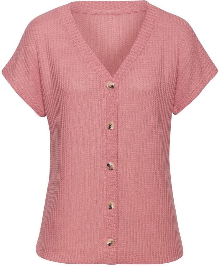 Lascana Shirt met korte mouwen Met sierknoopsluiting van zachte piquékwaliteit (1-delig)