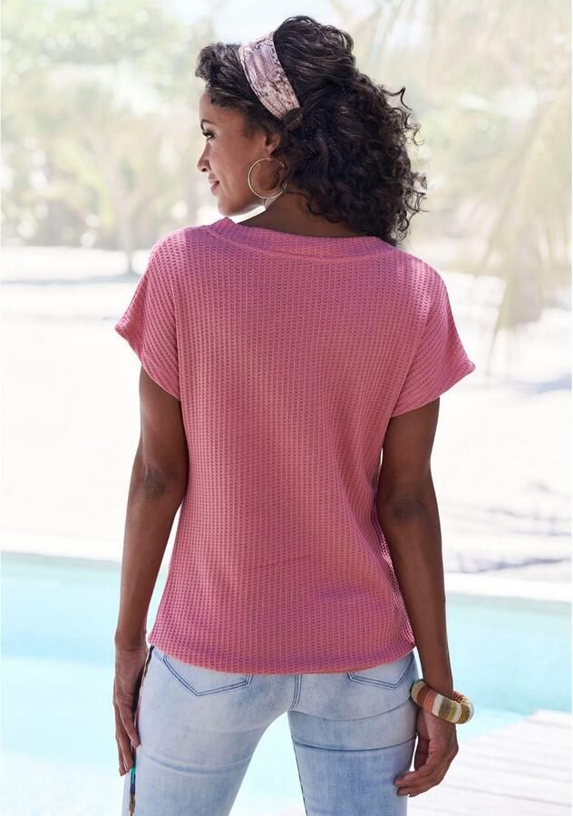 Lascana Shirt met korte mouwen Met sierknoopsluiting van zachte piquékwaliteit (1-delig) - Foto 2