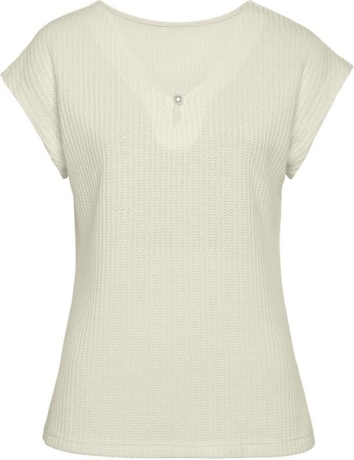 Lascana Shirt met korte mouwen Met sierkraaltje van zachte piquékwaliteit (2-delig Set van 2)