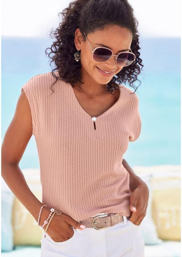 Lascana Shirt met korte mouwen Met sierkraaltje van zachte piquékwaliteit (2-delig Set van 2) - Foto 3