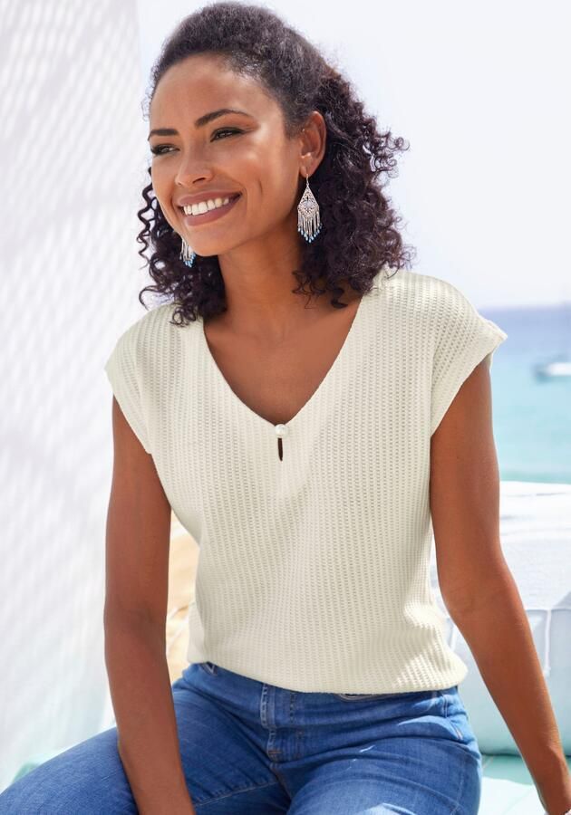 Lascana Shirt met korte mouwen Met sierkraaltje van zachte piquékwaliteit - Foto 4