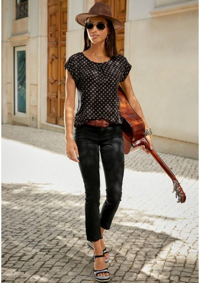 Lascana Shirt met korte mouwen Met stolpplooi bij de hals (2-delig Set van 2)