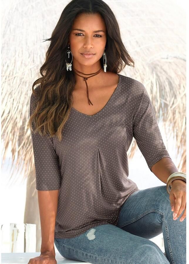 Lascana Shirt met korte mouwen Met stopplooi van zachte viscose-stretch - Foto 2