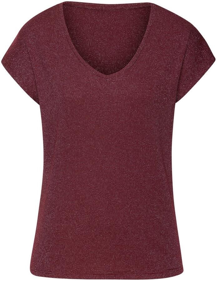 Lascana Shirt met korte mouwen Met zilverkleurig glittereffect van onderhoudsvriendelijke kwaliteit met viscose