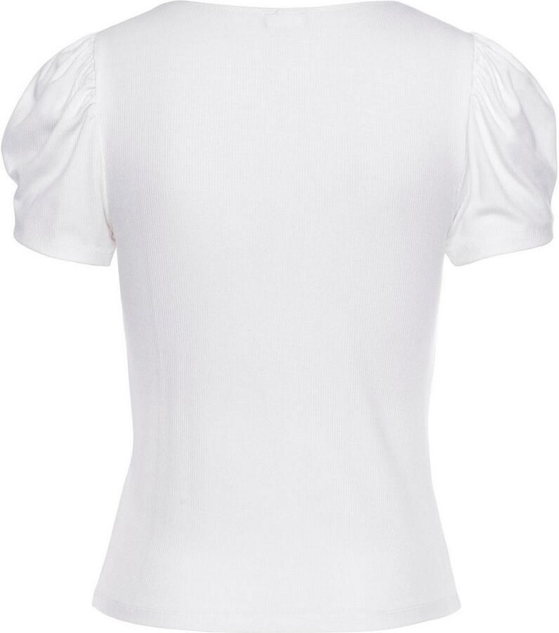 Lascana Shirt met korte mouwen van geribbelde stof t-shirt met lichte pofmouwen casual-modieus - Foto 2