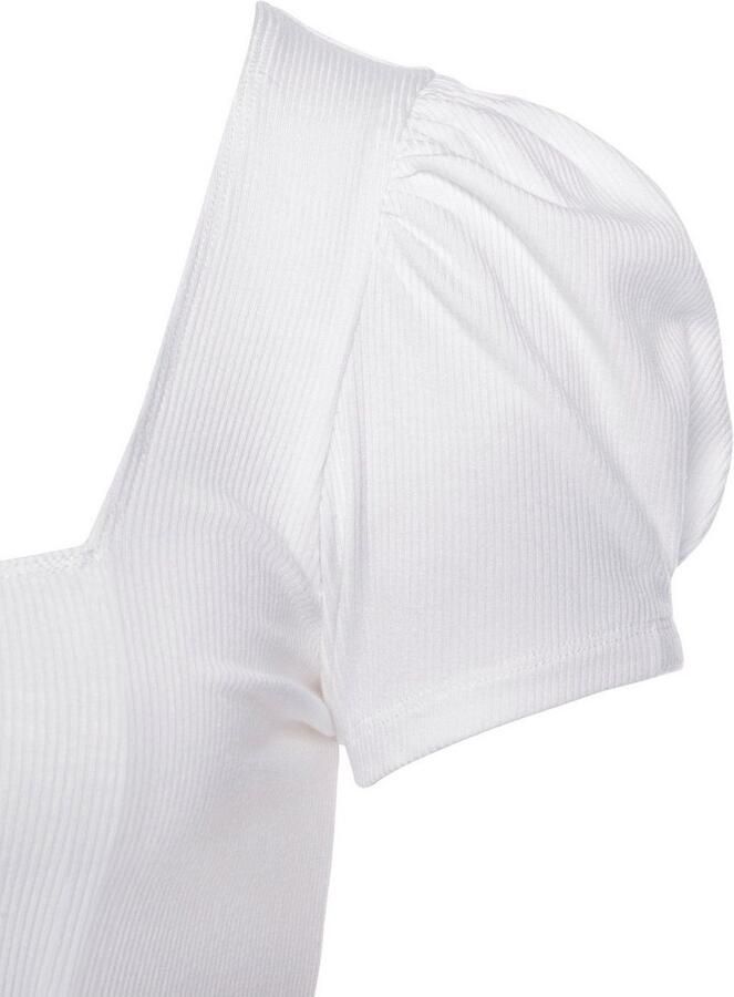 Lascana Shirt met korte mouwen van geribbelde stof t-shirt met lichte pofmouwen casual-modieus - Foto 3