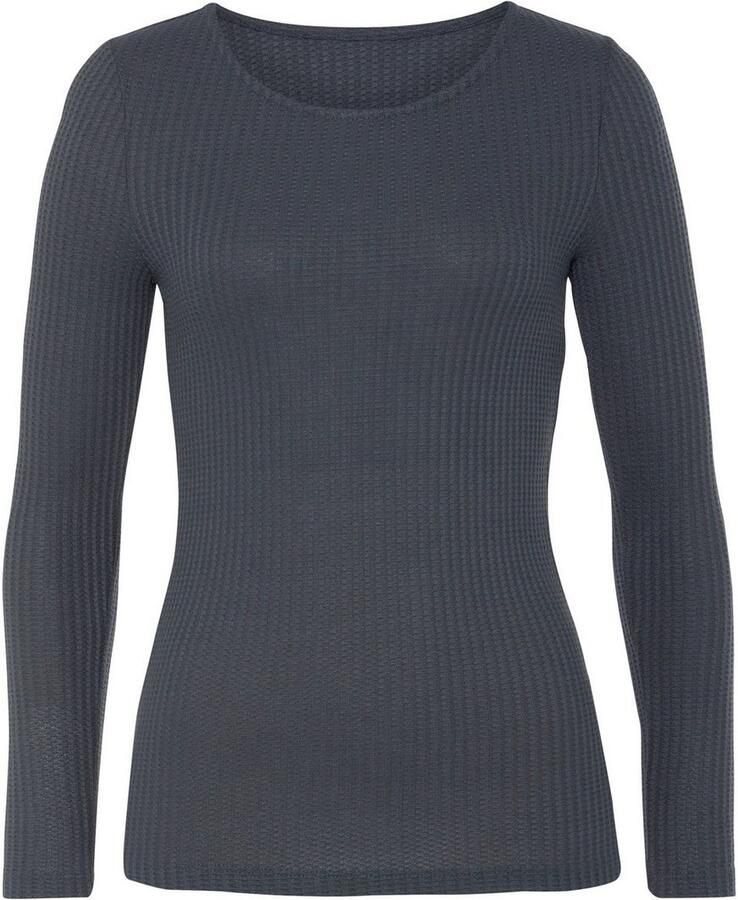 Lascana Shirt met lange mouwen In modieuze piqué-optiek van zachte kwaliteit met viscose