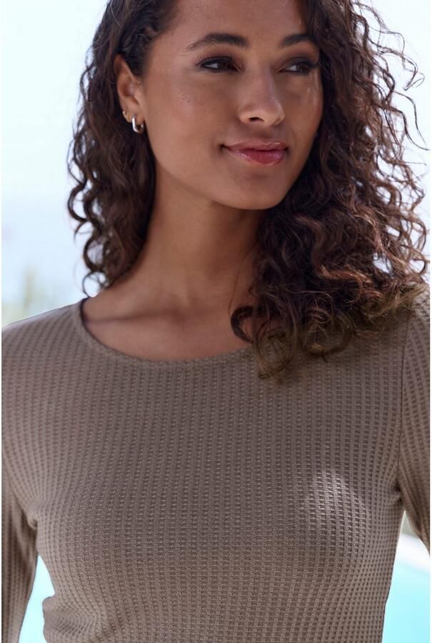Lascana Shirt met lange mouwen In modieuze piqué-optiek van zachte kwaliteit met viscose - Foto 4