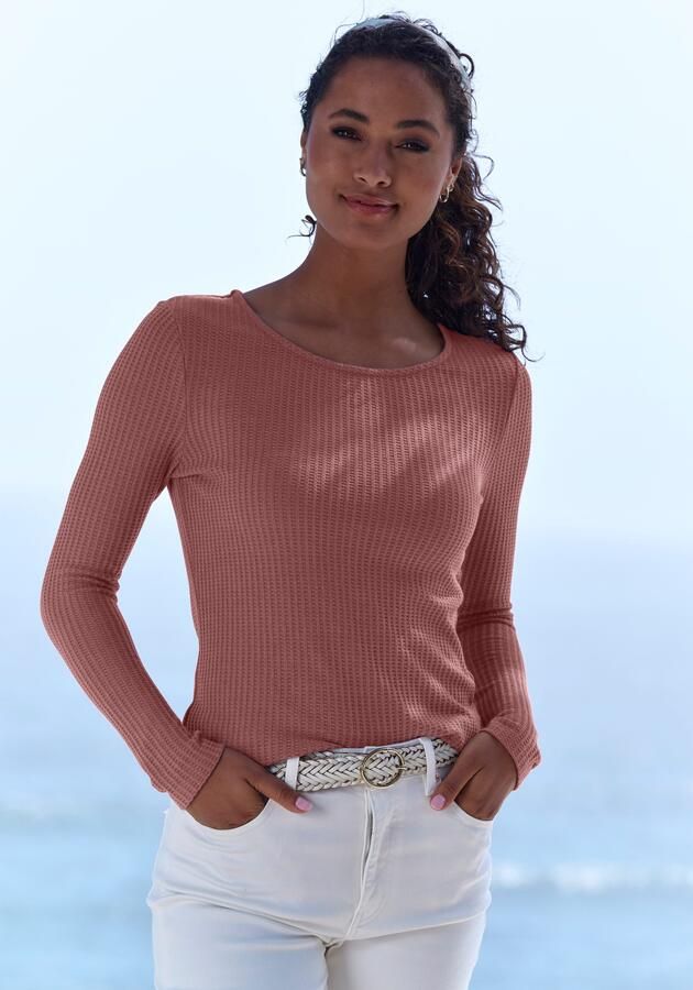 Lascana Shirt met lange mouwen In modieuze piqué-optiek van zachte kwaliteit met viscose - Foto 5