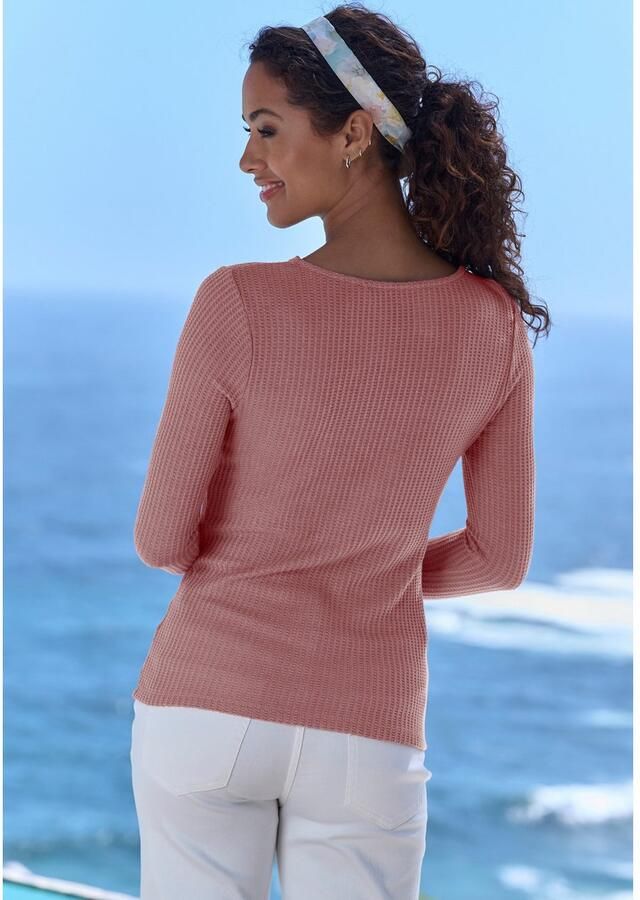 Lascana Shirt met lange mouwen In modieuze piqué-optiek van zachte kwaliteit met viscose