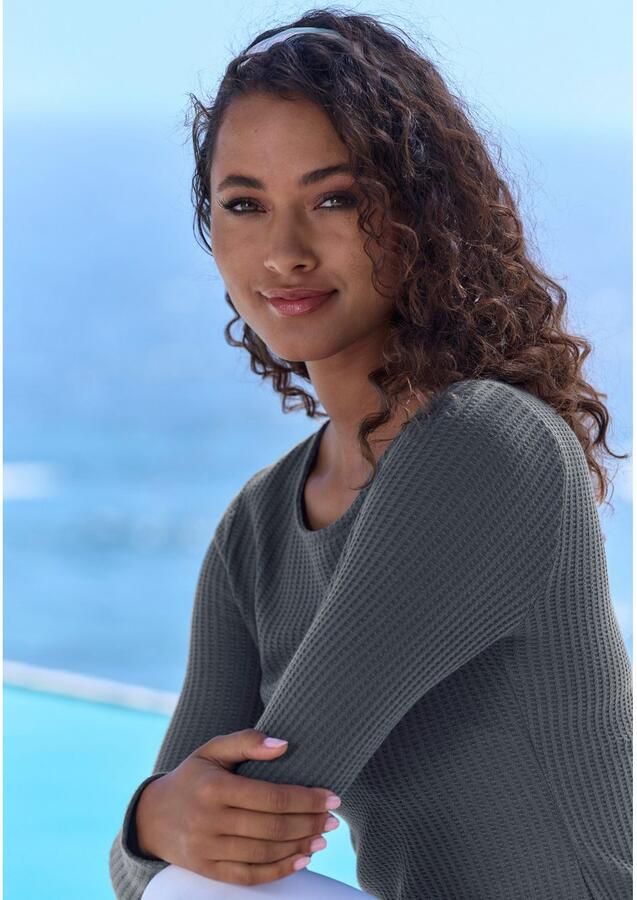 Lascana Shirt met lange mouwen In modieuze piqué-optiek van zachte kwaliteit met viscose - Foto 4