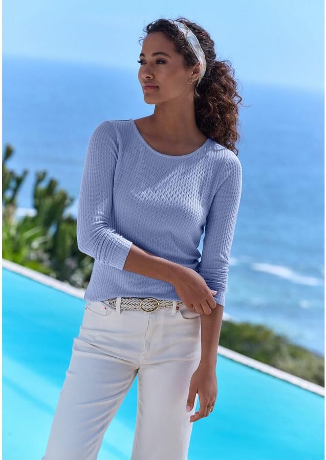 Lascana Shirt met lange mouwen In modieuze piqué-optiek van zachte kwaliteit met viscose - Foto 4