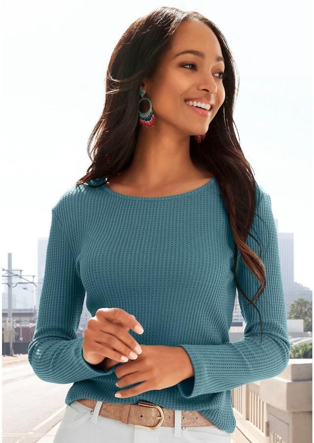 Lascana Shirt met lange mouwen In modieuze piqué-optiek van zachte kwaliteit met viscose (Set van 2) - Foto 3