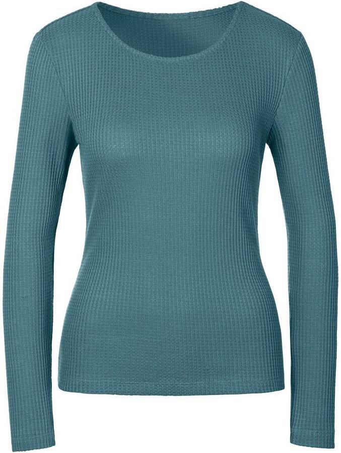 Lascana Shirt met lange mouwen In modieuze piqué-optiek van zachte kwaliteit met viscose (Set van 2)