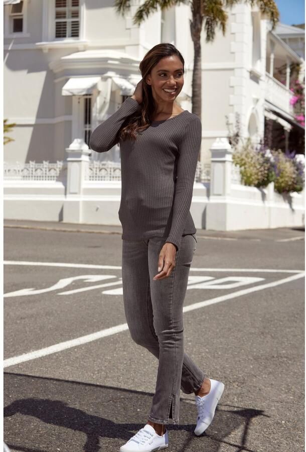 Lascana Shirt met lange mouwen In modieuze piqué-optiek van zachte kwaliteit met viscose