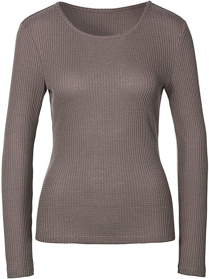 Lascana Shirt met lange mouwen In modieuze piqué-optiek van zachte kwaliteit met viscose (Set van 2)