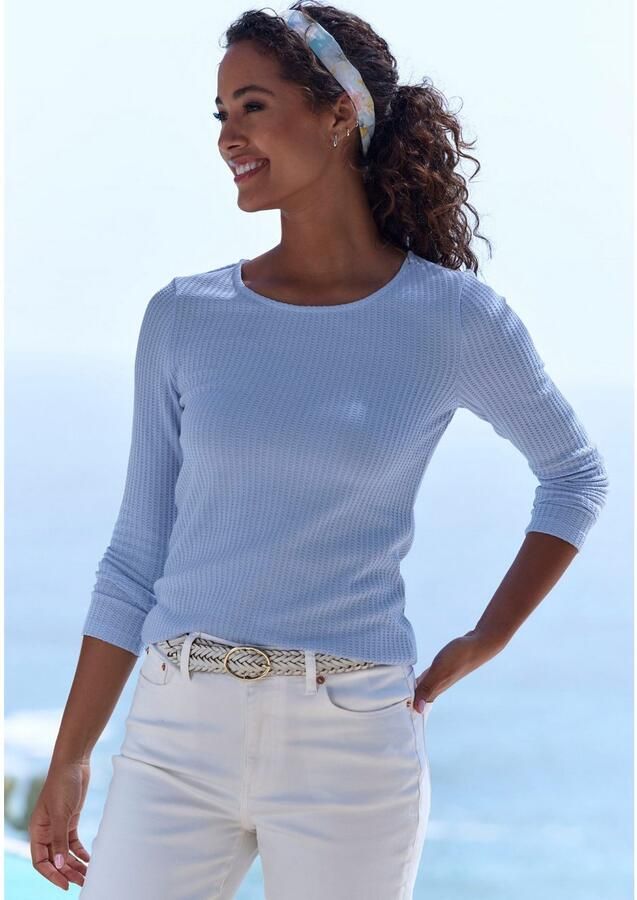 Lascana Shirt met lange mouwen In modieuze piqué-optiek van zachte kwaliteit met viscose (Set van 2) - Foto 5