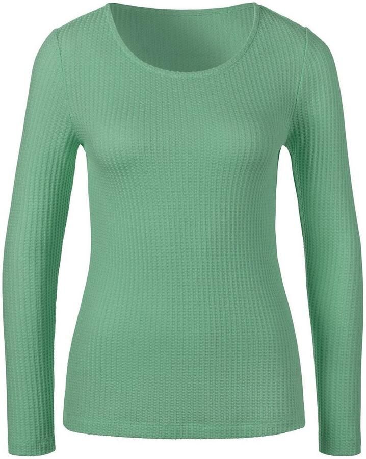 Lascana Shirt met lange mouwen In modieuze piqué-optiek van zachte kwaliteit met viscose (Set van 2)