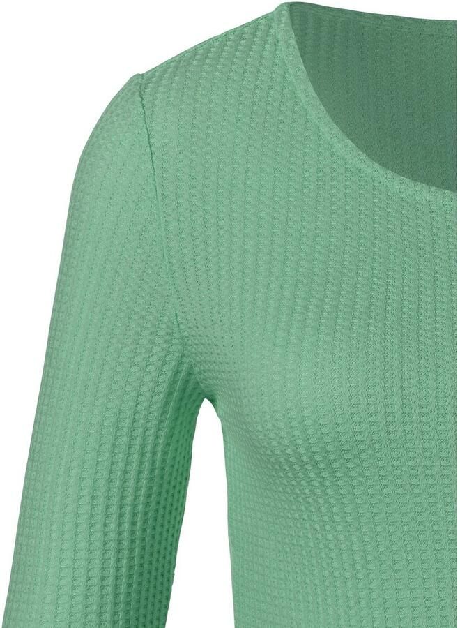 Lascana Shirt met lange mouwen In modieuze piqué-optiek van zachte kwaliteit met viscose (Set van 2) - Foto 2